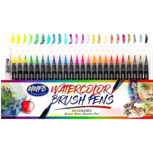 Instant Watercolor Brush Pens Set - 24 Colors + Drawing Pad